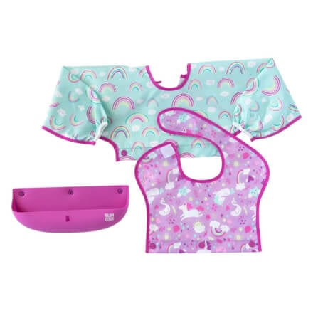 เสื้อกันเปื้อน กันน้ำ Bumkins Swap Pocket Bib Floral + Lace  		 		_1